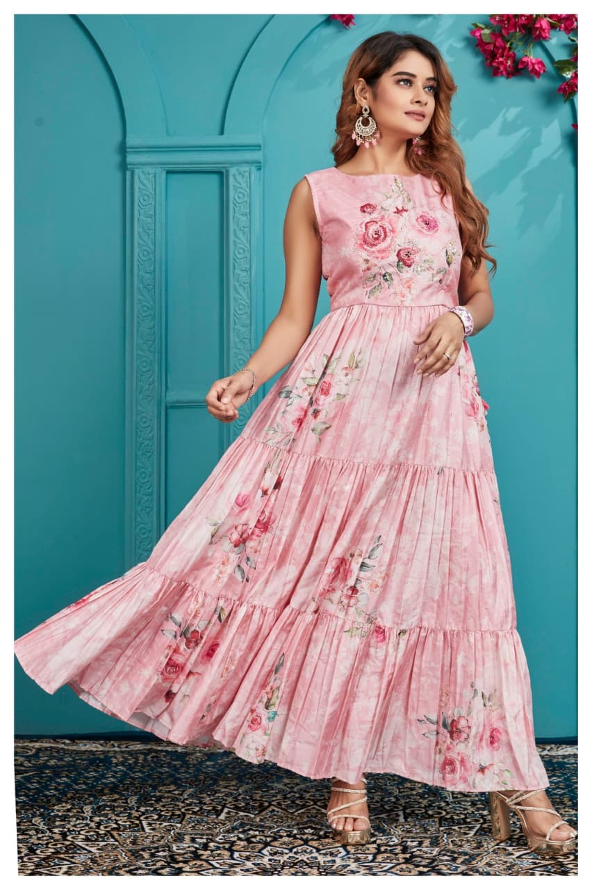 Shree Shanti Selection - Pink Long Kurti for Women